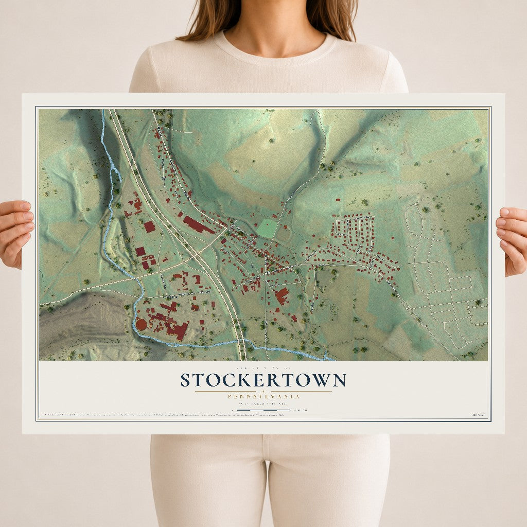 Map of Stockertown, Pennsylvania, 18 x 24 inch unframed archival matte print