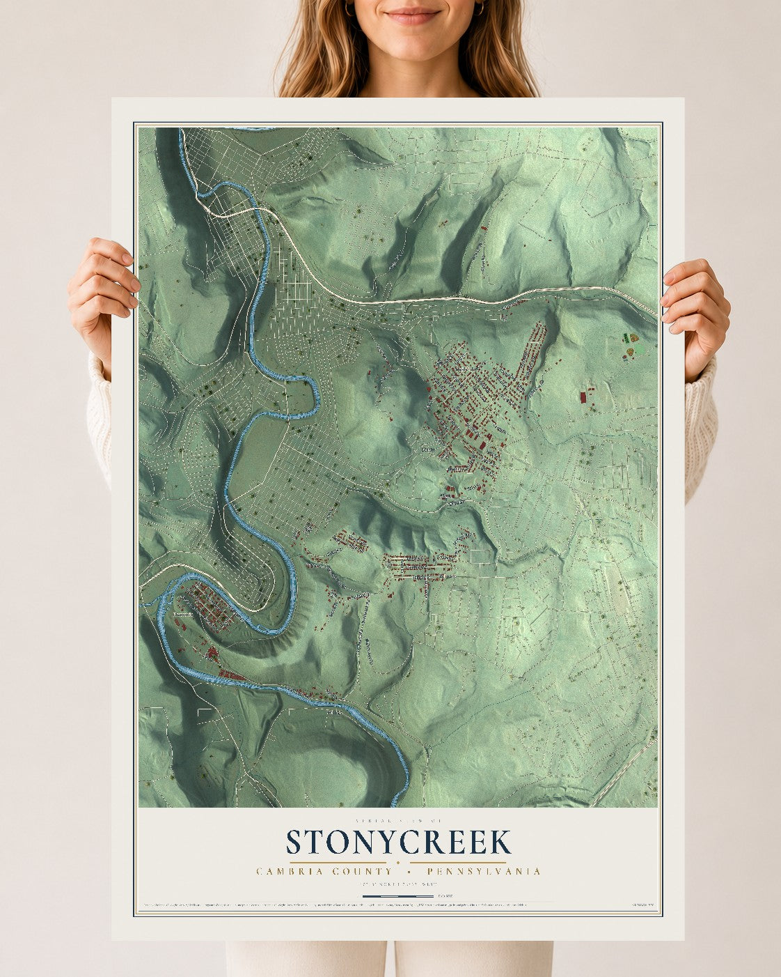 Map of Stonycreek, Cambria County, Pennsylvania, 24 x 36 inch unframed archival matte print