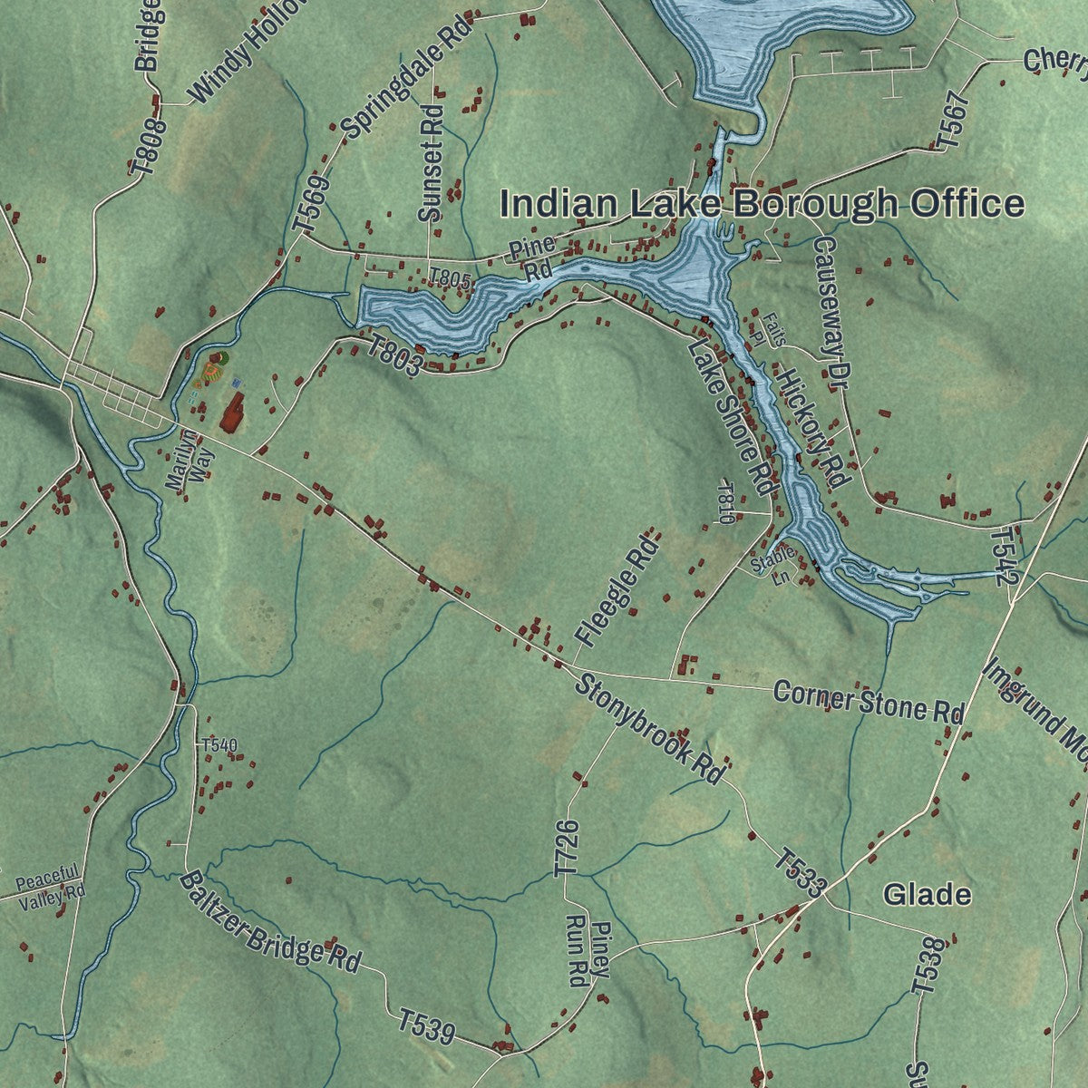 Close-up of the map of Stonycreek, Somerset County, Pennsylvania print showing street and building detail