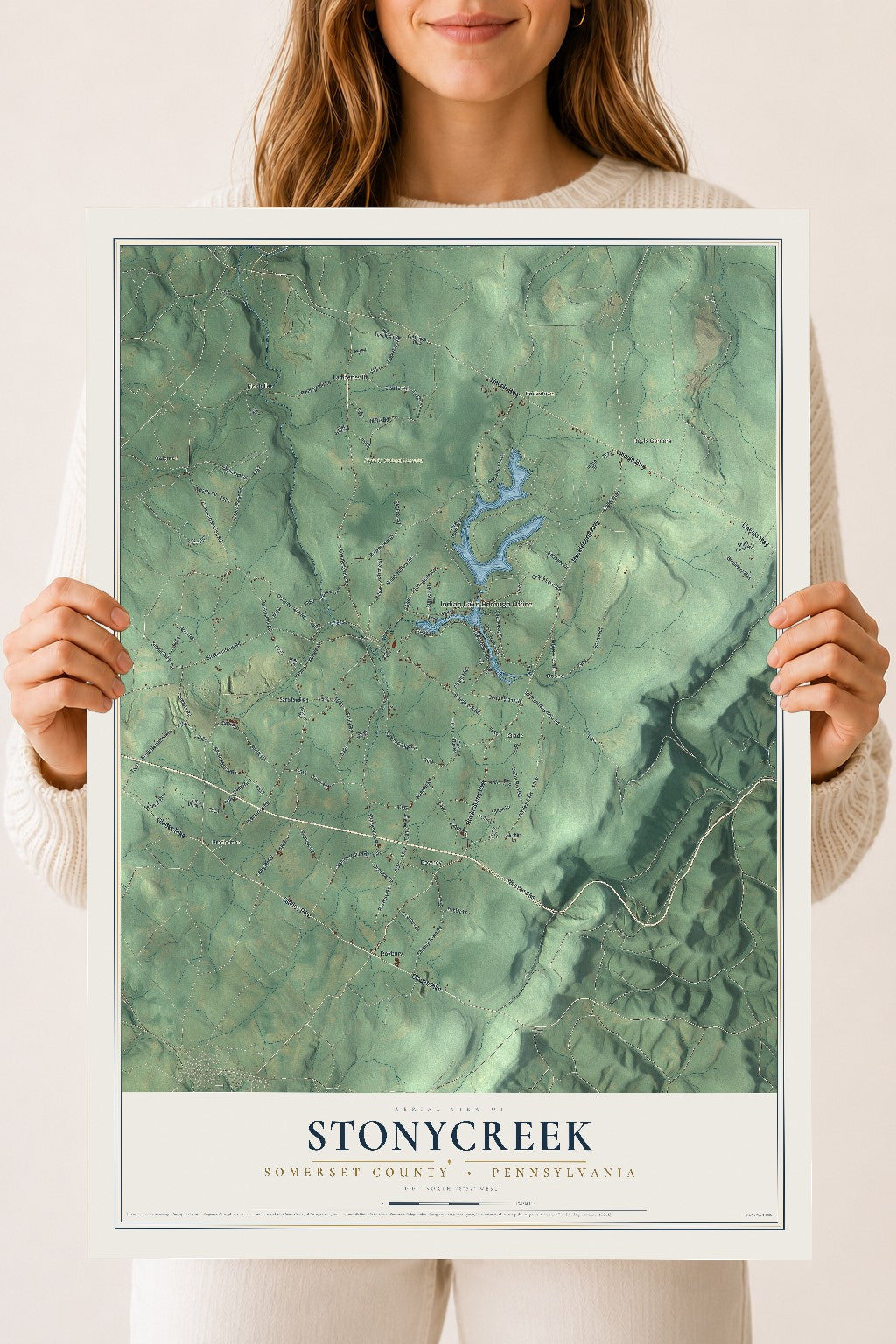 Map of Stonycreek, Somerset County, Pennsylvania, 18 x 24 inch unframed archival matte print