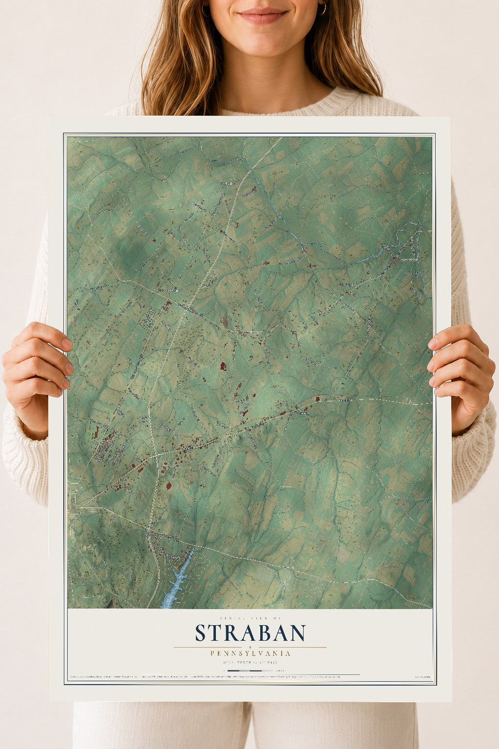 Map of Straban, Pennsylvania, 18 x 24 inch unframed archival matte print