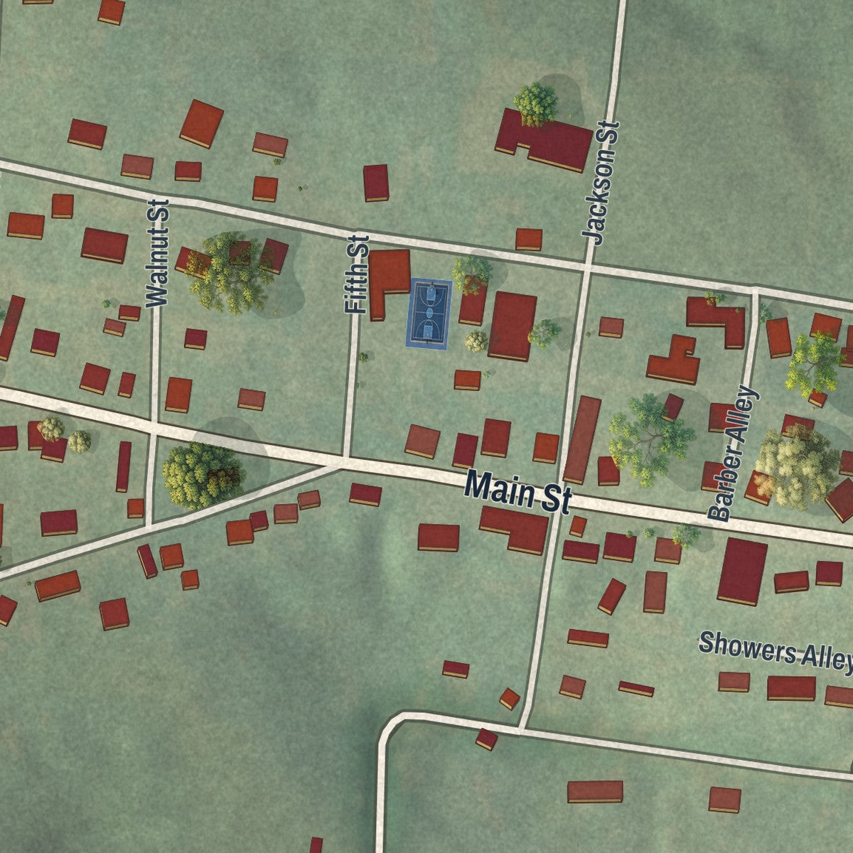 Close-up of the map of Strattanville, Pennsylvania print showing street and building detail