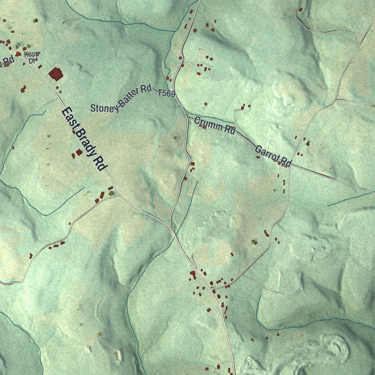 Second close-up of the map of Sugarcreek, Armstrong County, Pennsylvania print showing more streets and buildings