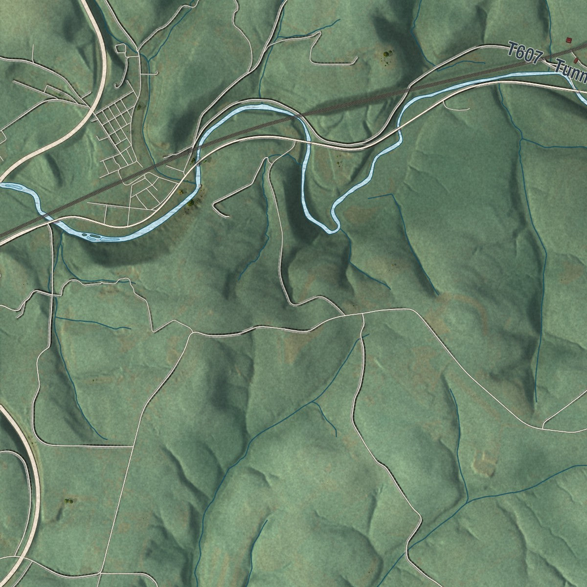 Second close-up of the map of Summerhill, Cambria County, Pennsylvania print showing more streets and buildings