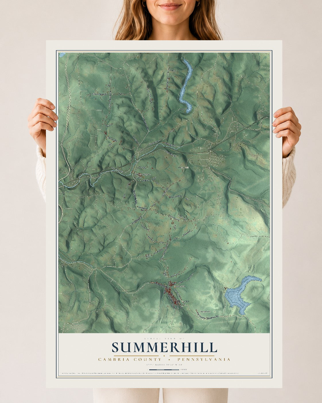 Map of Summerhill, Cambria County, Pennsylvania, 24 x 36 inch unframed archival matte print