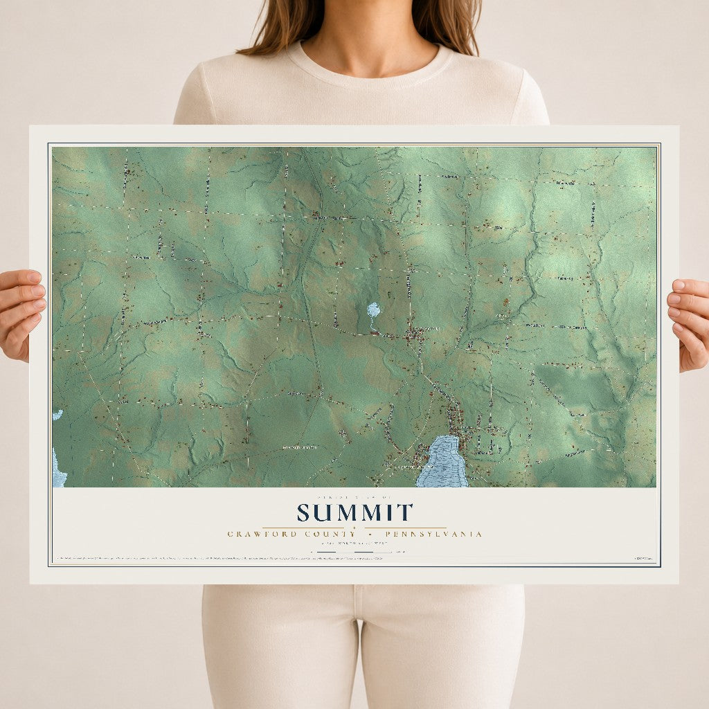 Map of Summit, Crawford County, Pennsylvania, 18 x 24 inch unframed archival matte print