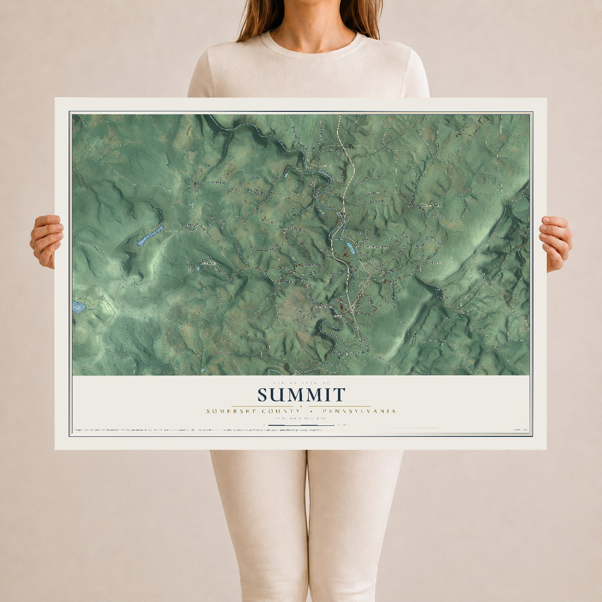 Map of Summit, Somerset County, Pennsylvania, 24 x 36 inch unframed archival matte print