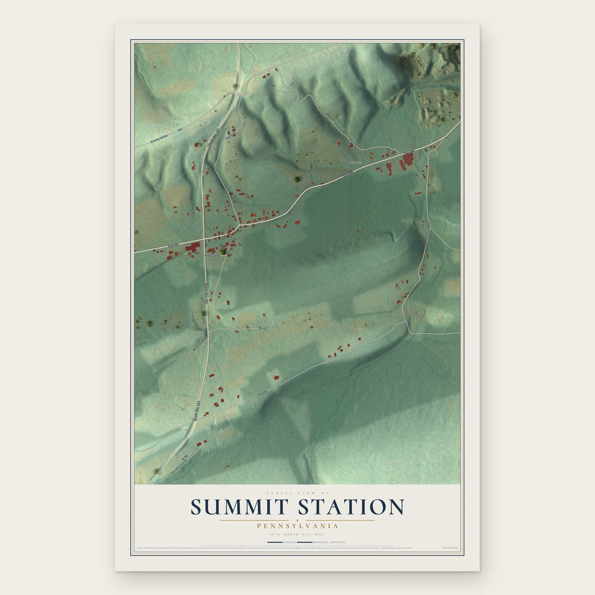 Summit Station, Pennsylvania map print, the full design