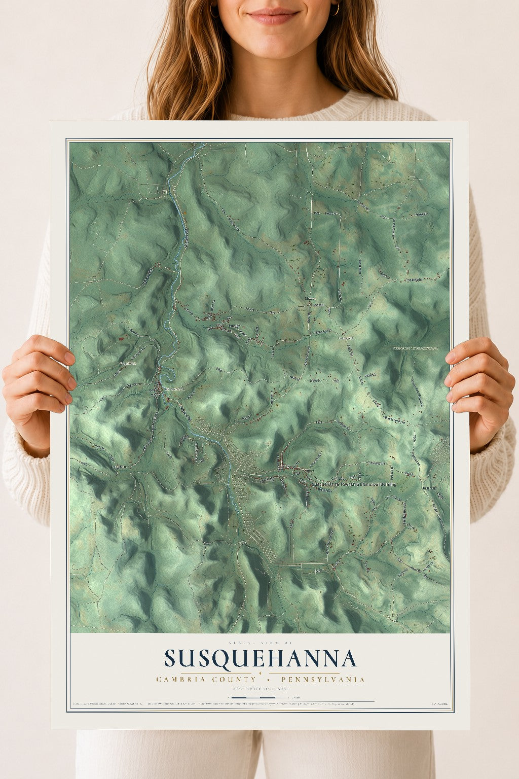 Map of Susquehanna, Cambria County, Pennsylvania, 18 x 24 inch unframed archival matte print
