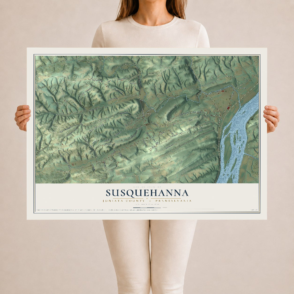 Map of Susquehanna, Juniata County, Pennsylvania, 24 x 36 inch unframed archival matte print
