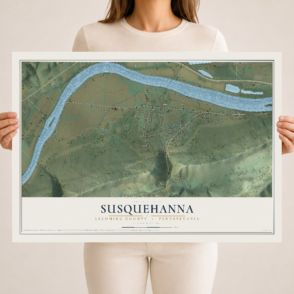 Map of Susquehanna, Lycoming County, Pennsylvania, 18 x 24 inch unframed archival matte print
