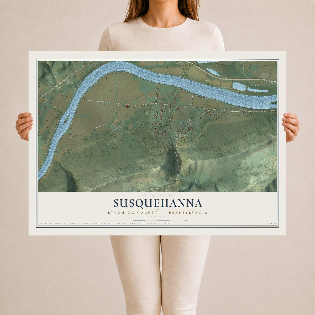 Map of Susquehanna, Lycoming County, Pennsylvania, 24 x 36 inch unframed archival matte print