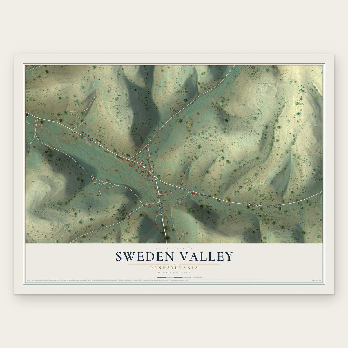 Sweden Valley, Pennsylvania map print, the full design