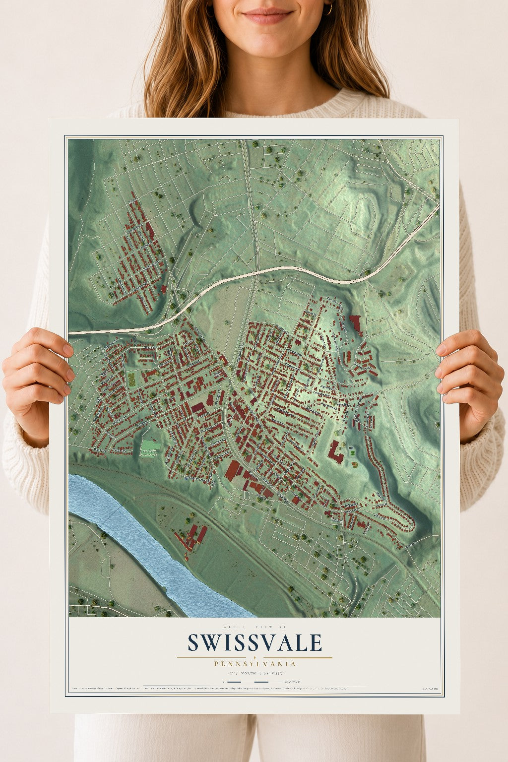 Map of Swissvale, Pennsylvania, 18 x 24 inch unframed archival matte print