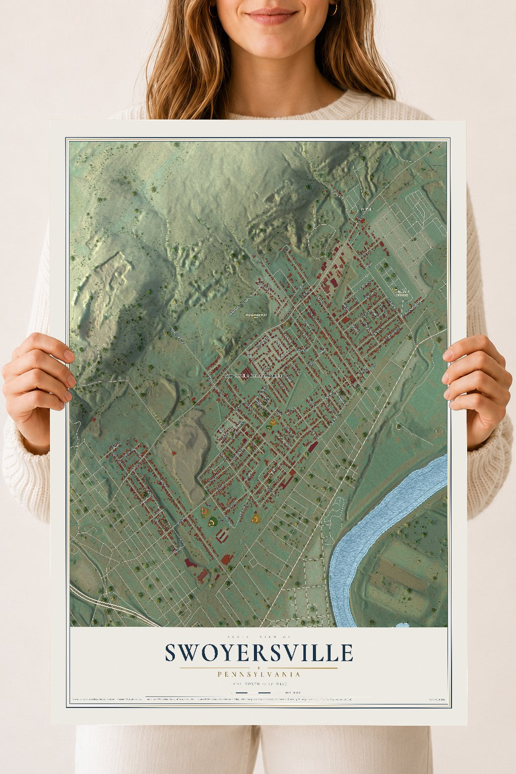 Map of Swoyersville, Pennsylvania, 18 x 24 inch unframed archival matte print