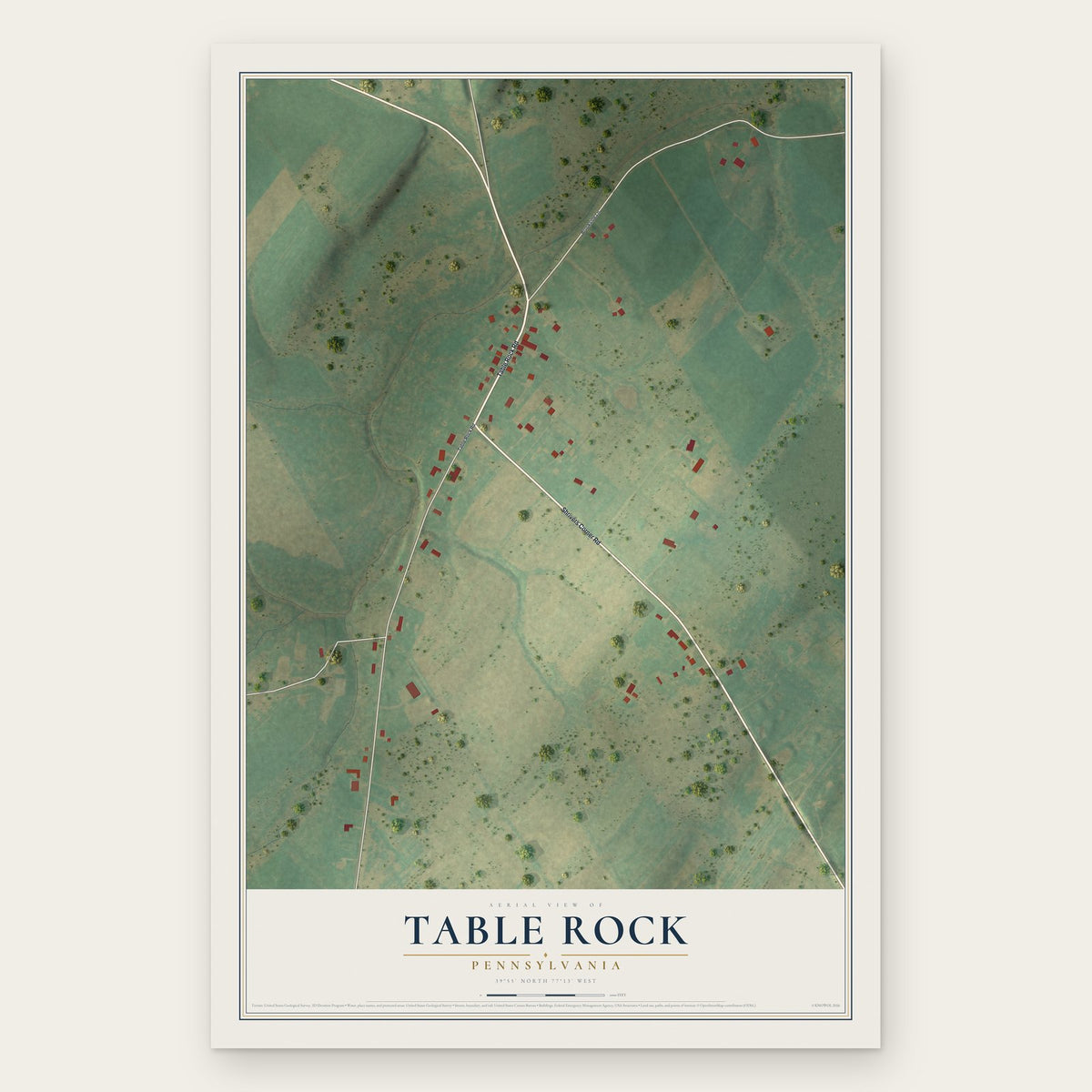 Table Rock, Pennsylvania map print, the full design