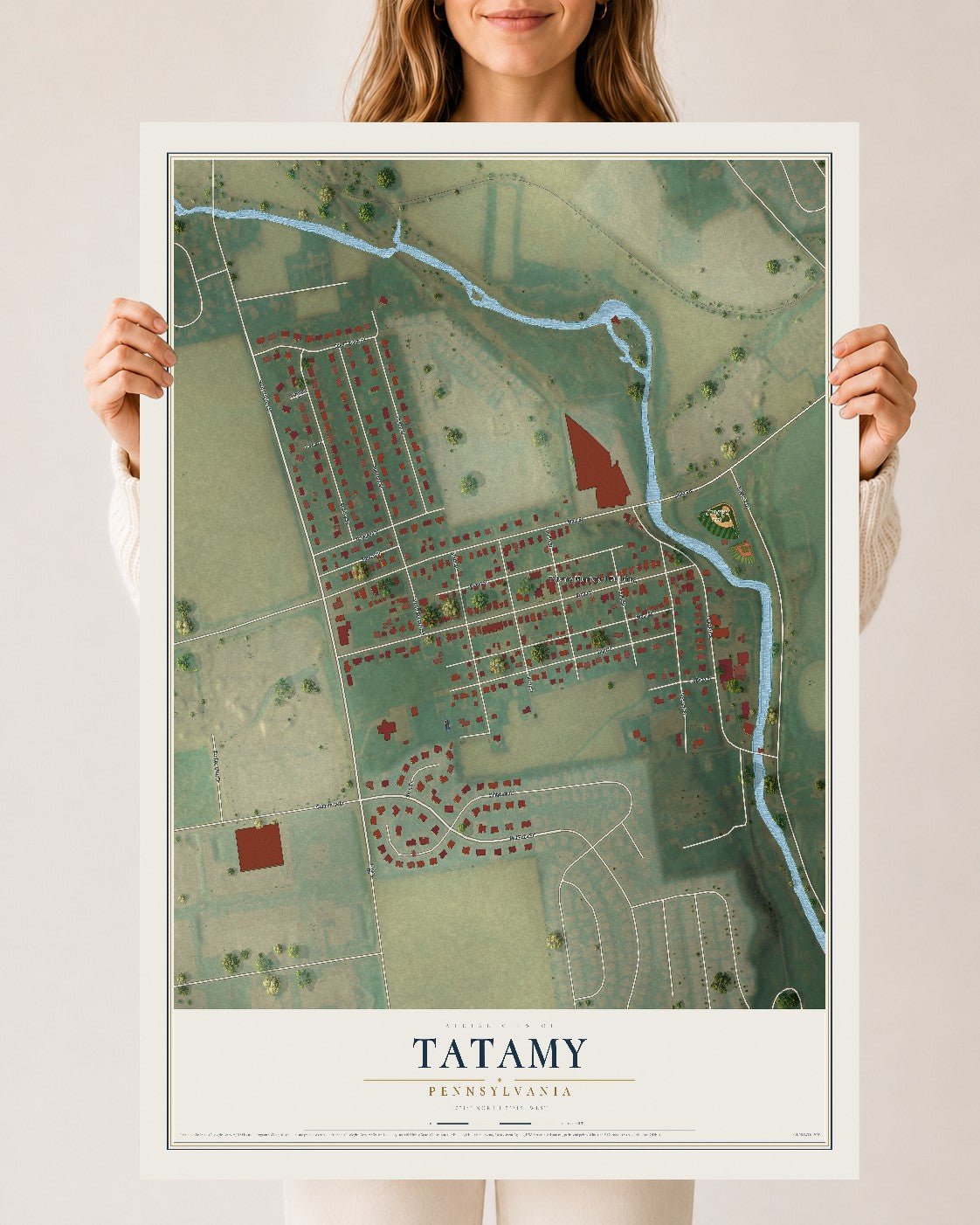 Map of Tatamy, Pennsylvania, 24 x 36 inch unframed archival matte print