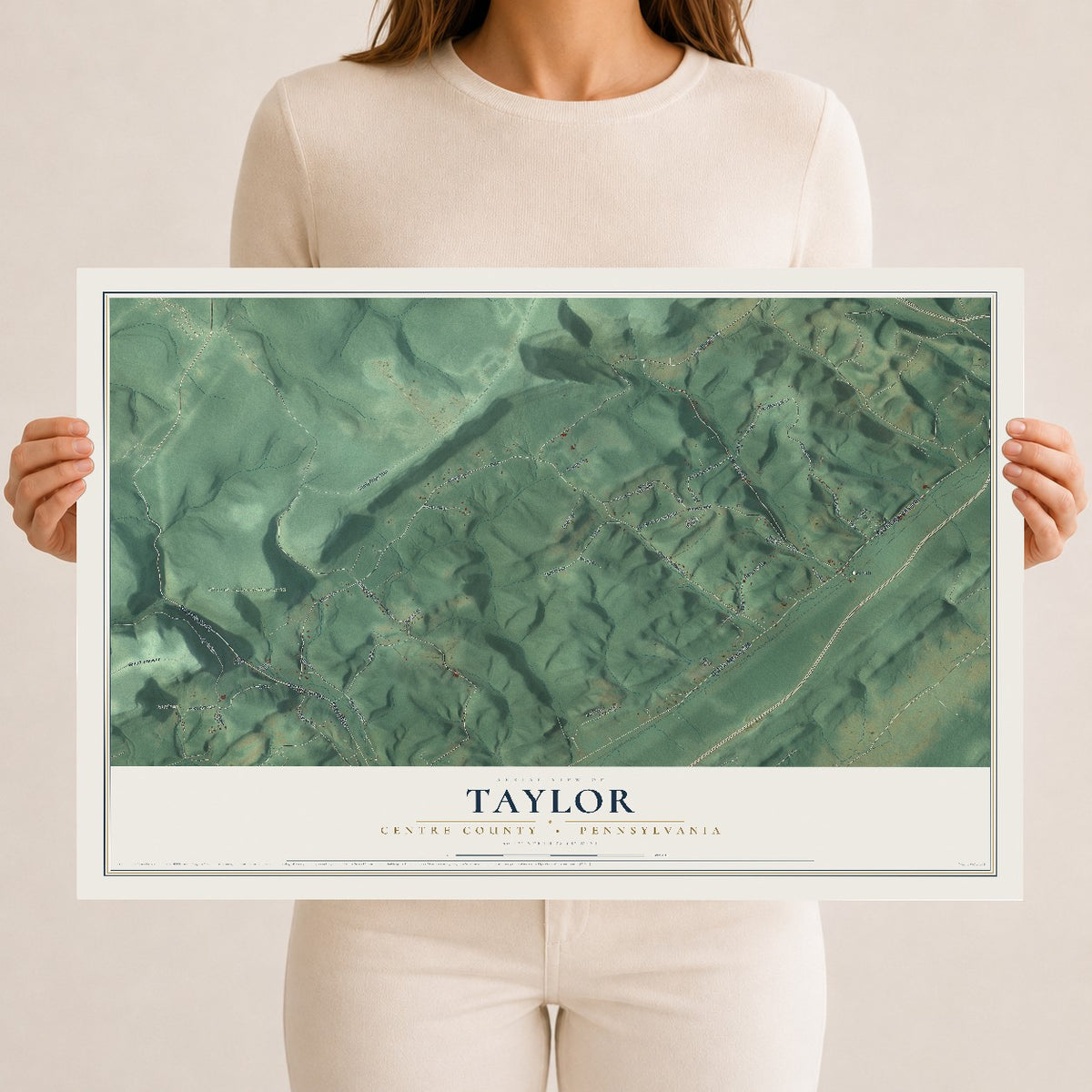 Map of Taylor, Centre County, Pennsylvania, 12 x 18 inch unframed archival matte print
