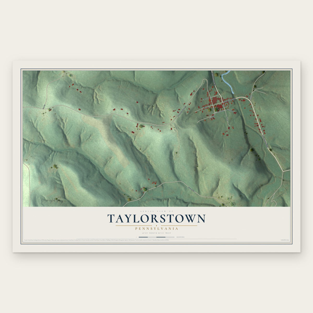 Taylorstown, Pennsylvania map print, the full design