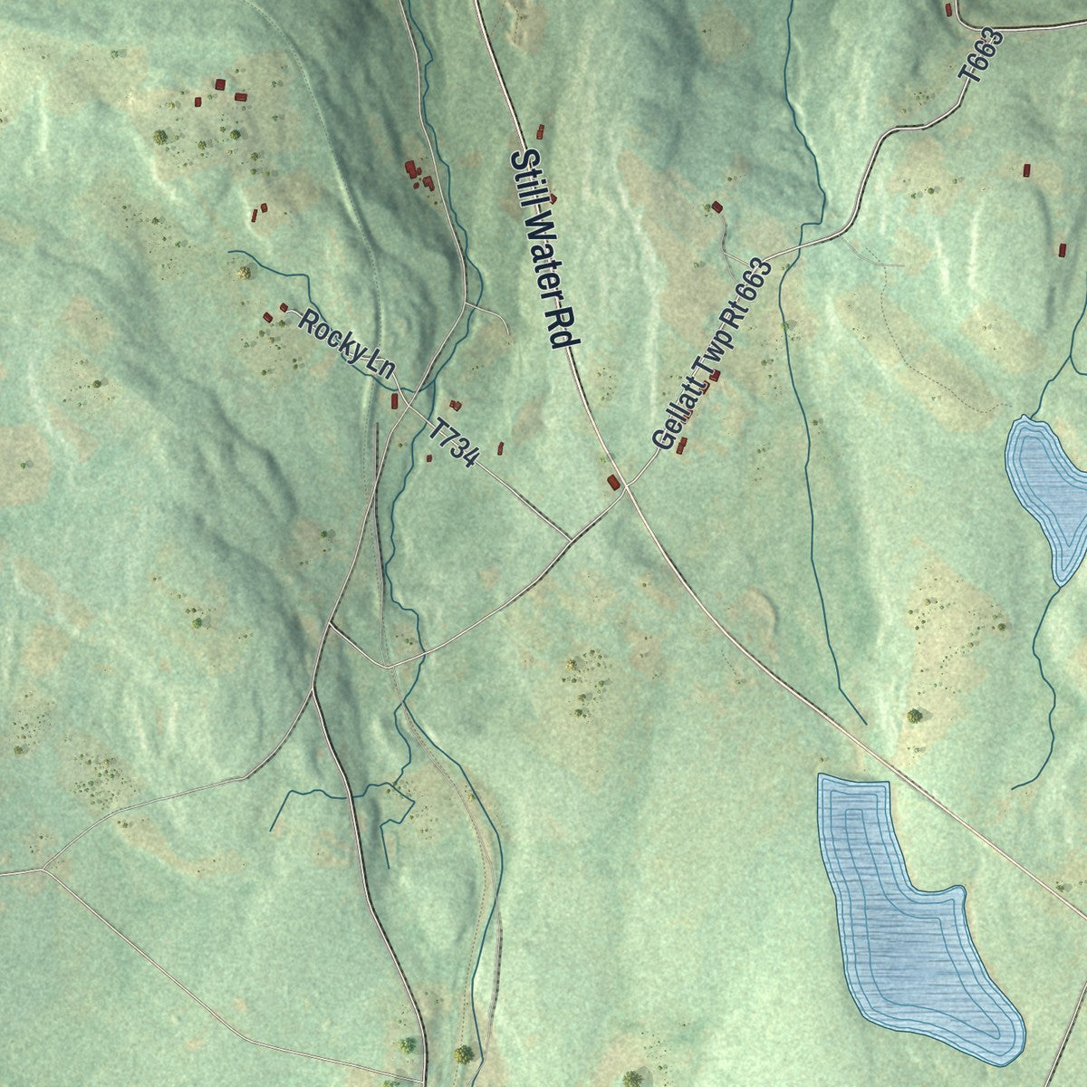 Second close-up of the map of Thompson, Susquehanna County, Pennsylvania print showing more streets and buildings
