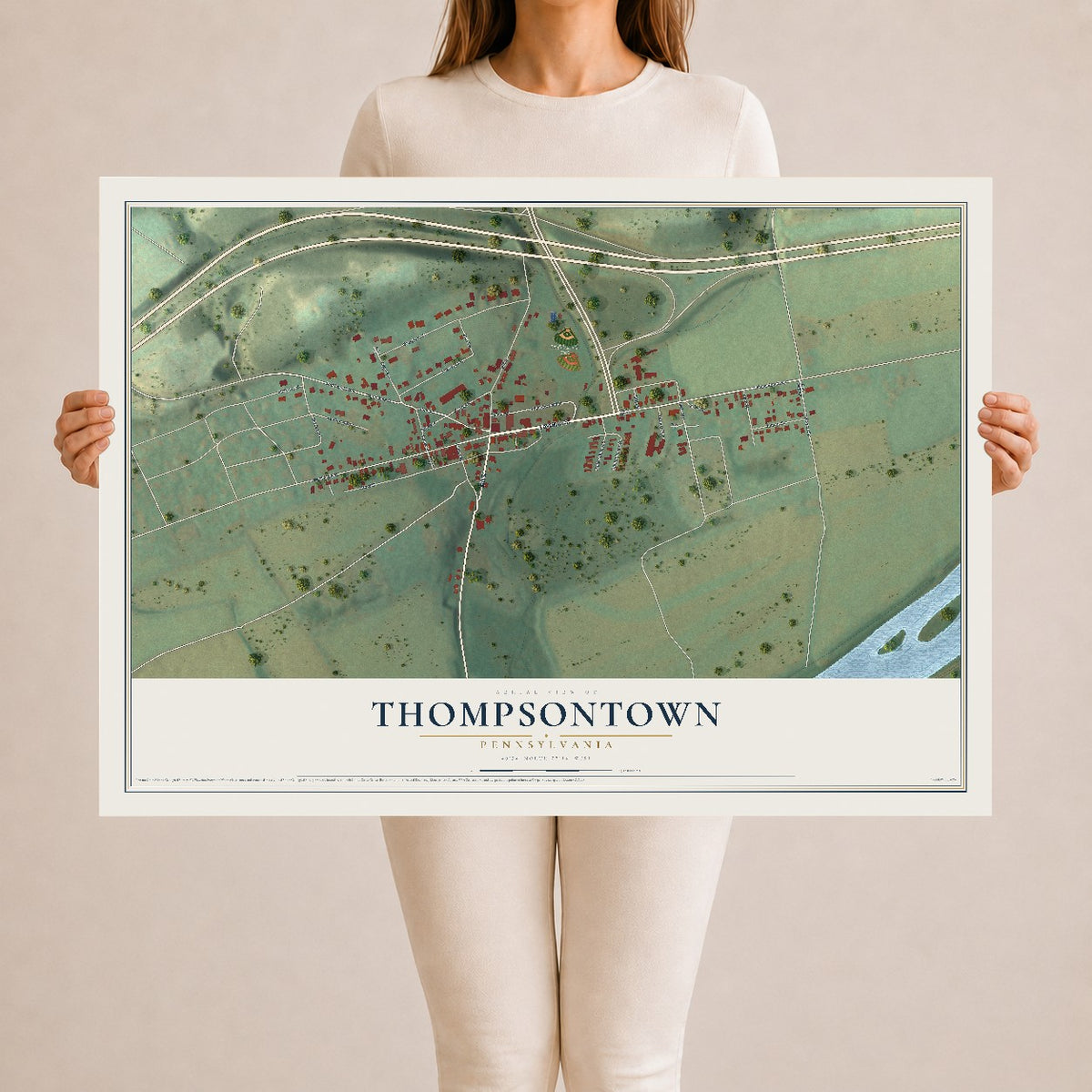 Map of Thompsontown, Pennsylvania, 24 x 36 inch unframed archival matte print