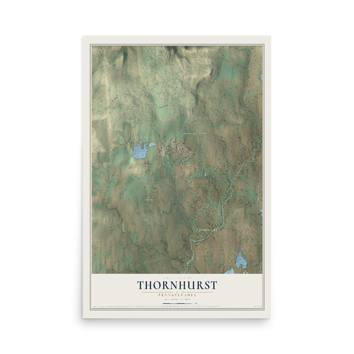Map of Thornhurst, Pennsylvania, 12 x 18 inch unframed archival matte print