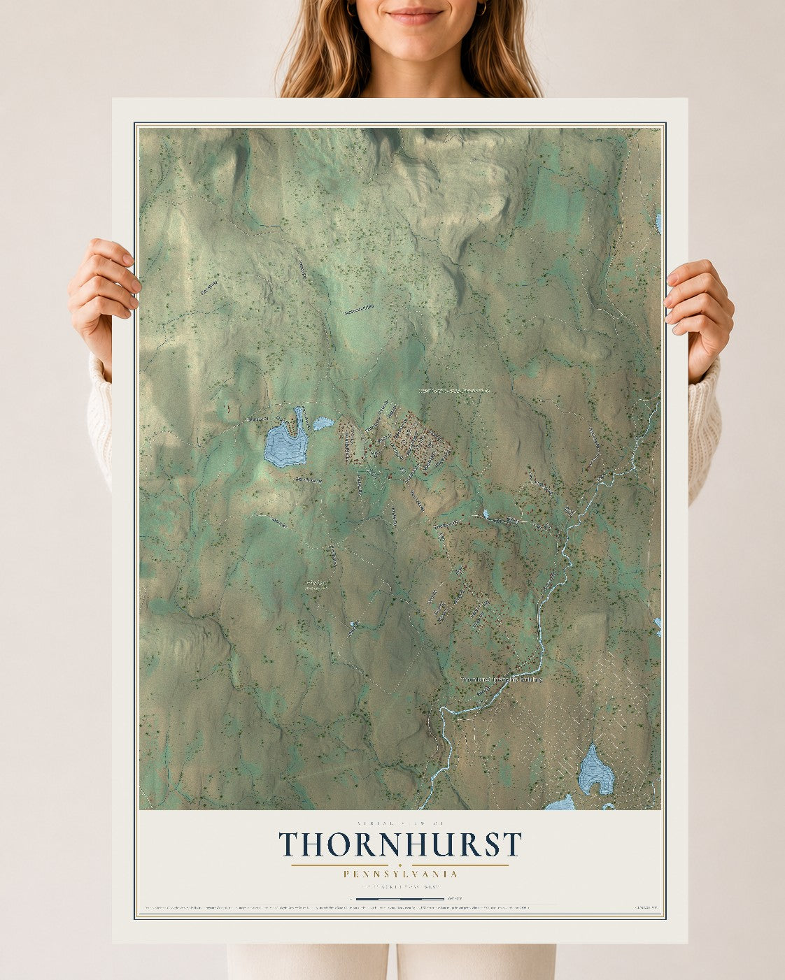 Map of Thornhurst, Pennsylvania, 24 x 36 inch unframed archival matte print