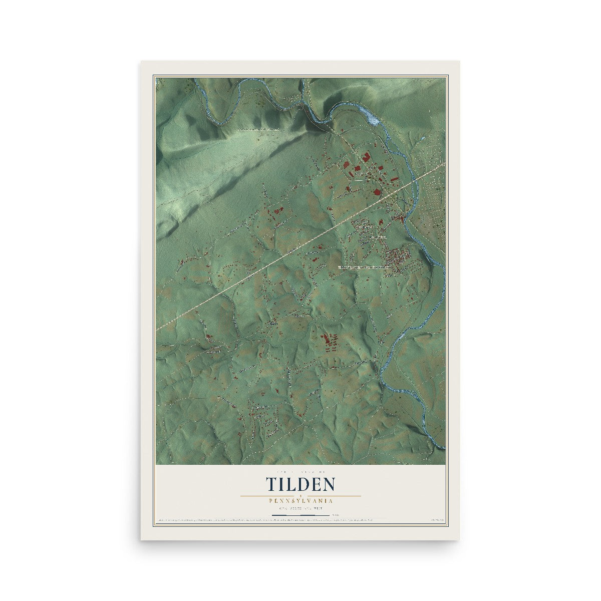Map of Tilden, Pennsylvania, 12 x 18 inch unframed archival matte print