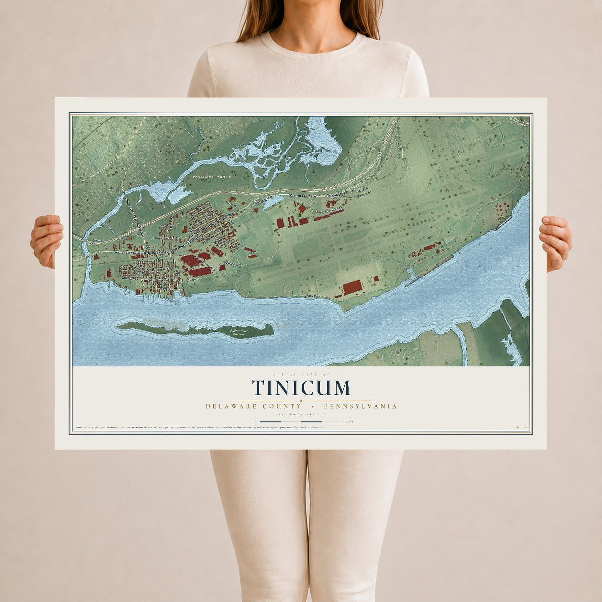 Map of Tinicum, Delaware County, Pennsylvania, 24 x 36 inch unframed archival matte print