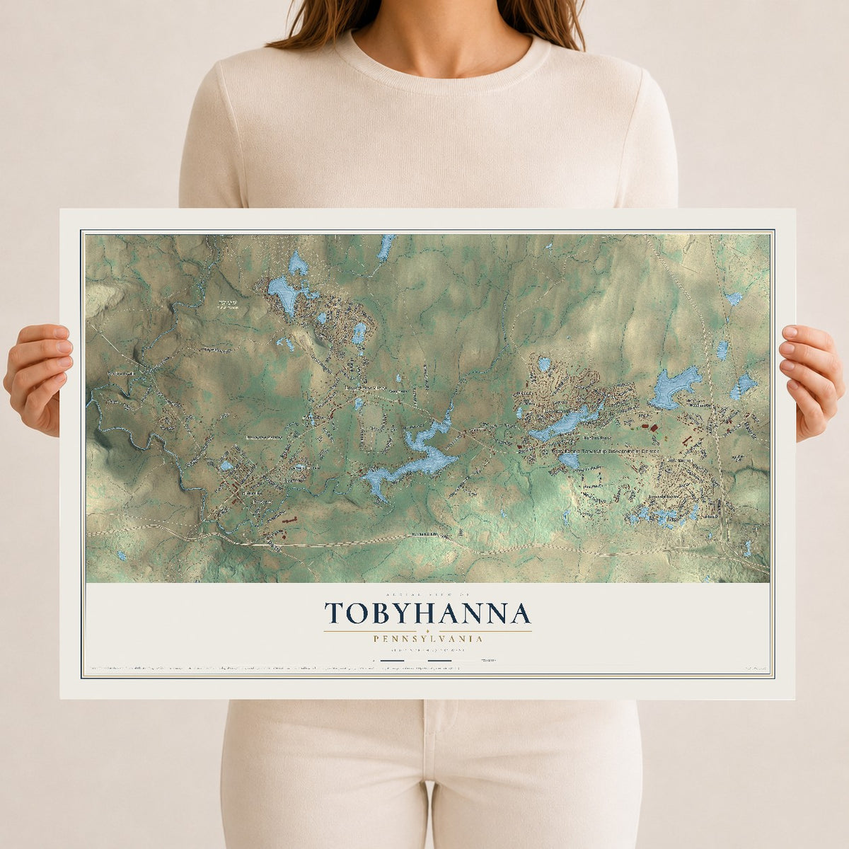 Map of Tobyhanna, Pennsylvania, 12 x 18 inch unframed archival matte print