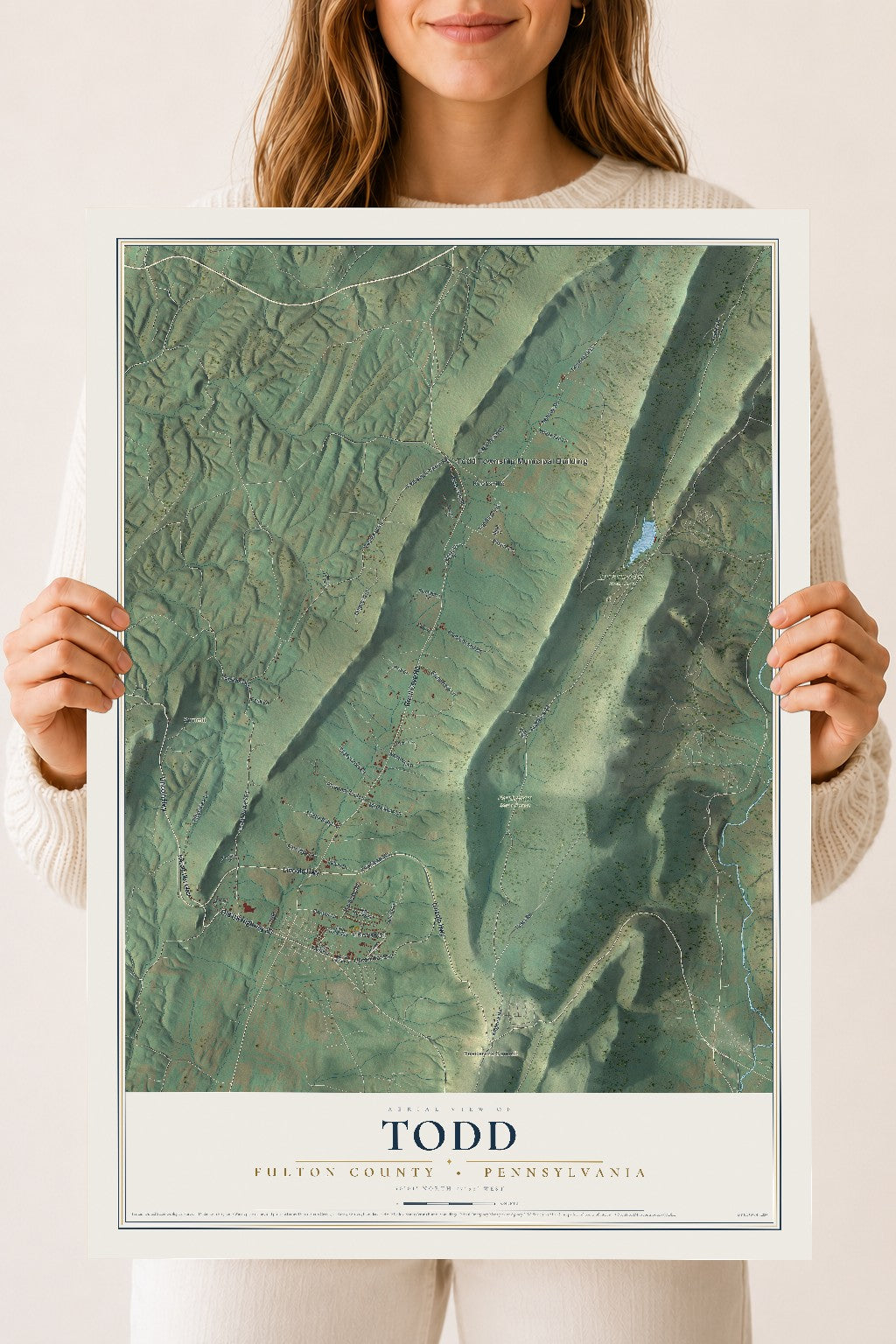 Map of Todd, Fulton County, Pennsylvania, 18 x 24 inch unframed archival matte print