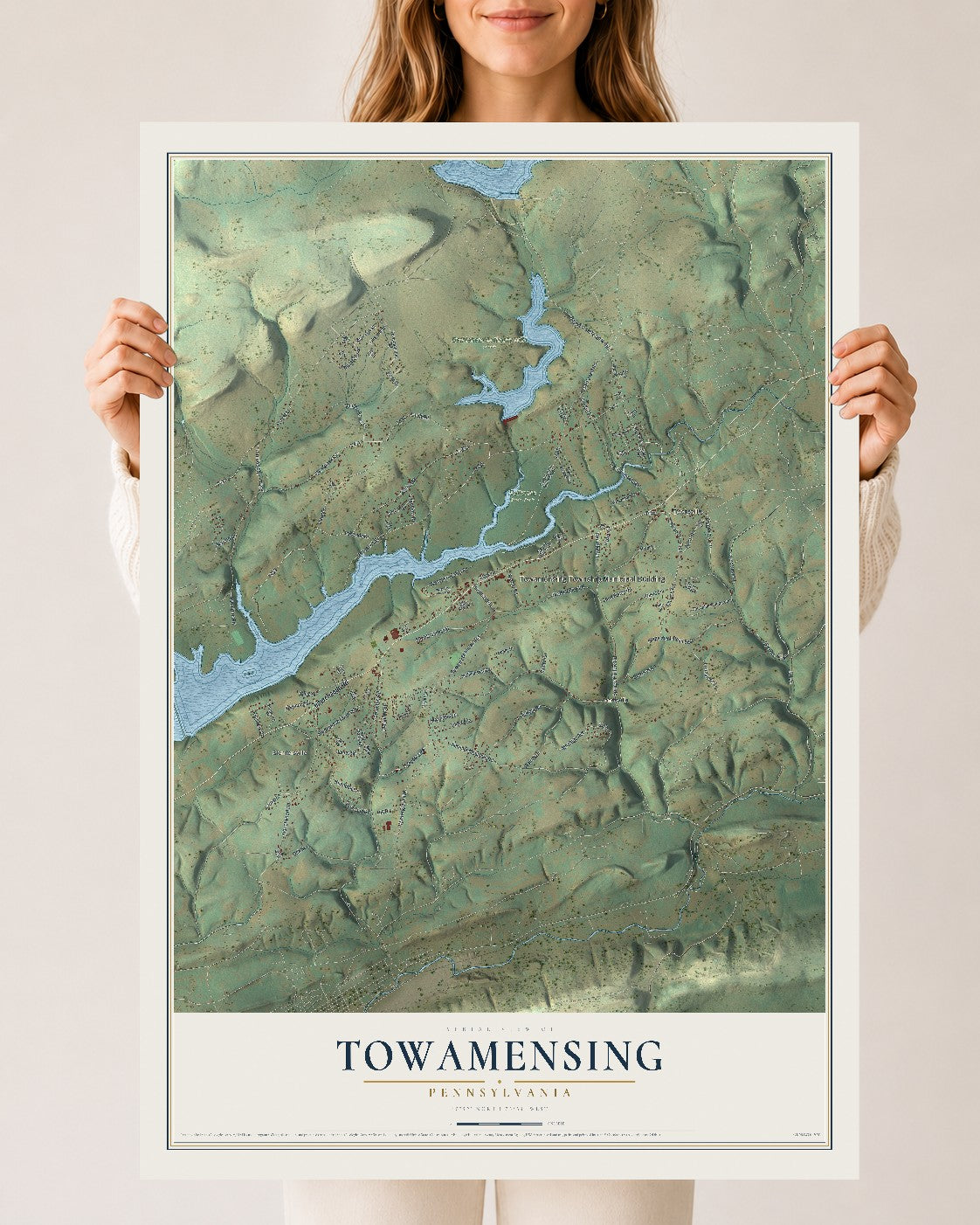 Map of Towamensing, Pennsylvania, 24 x 36 inch unframed archival matte print