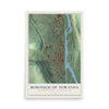 Map of the Borough of Towanda, Bradford County, Pennsylvania, 12 x 18 inch unframed archival matte print
