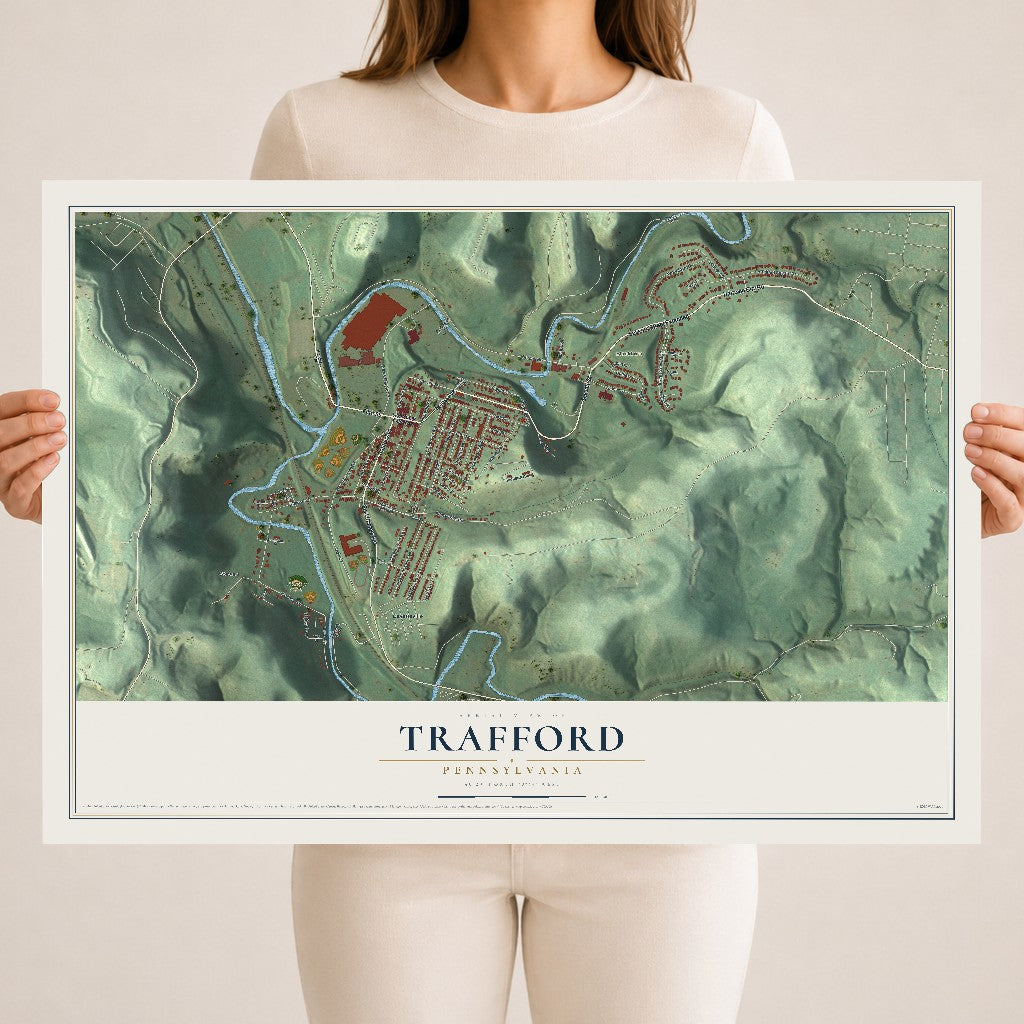 Map of Trafford, Pennsylvania, 18 x 24 inch unframed archival matte print