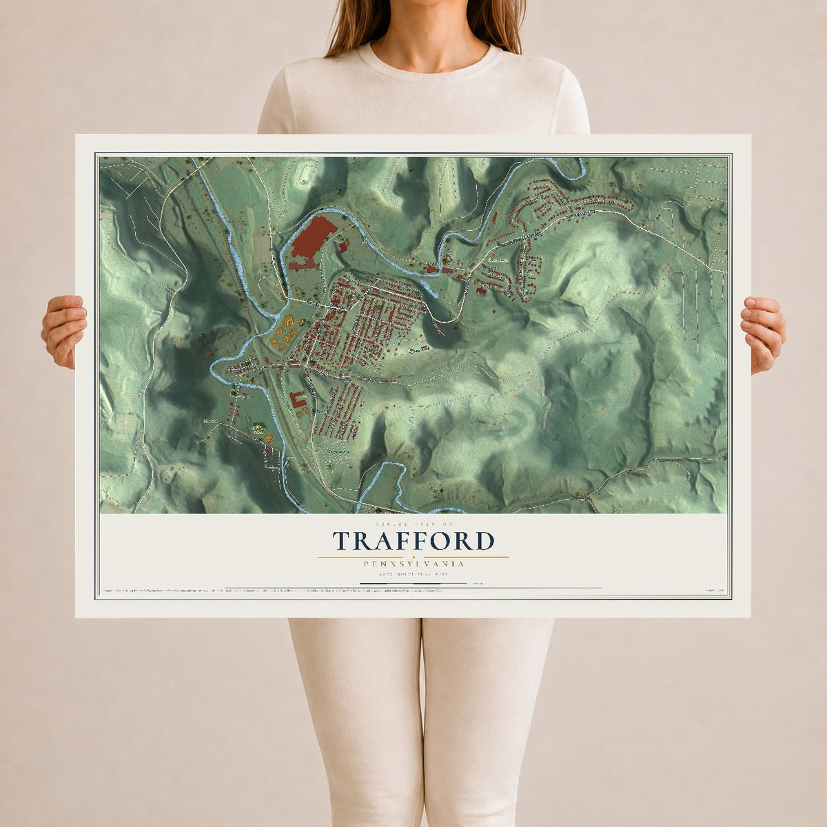 Map of Trafford, Pennsylvania, 24 x 36 inch unframed archival matte print