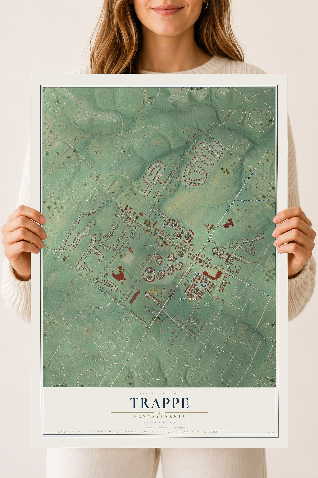Map of Trappe, Pennsylvania, 18 x 24 inch unframed archival matte print
