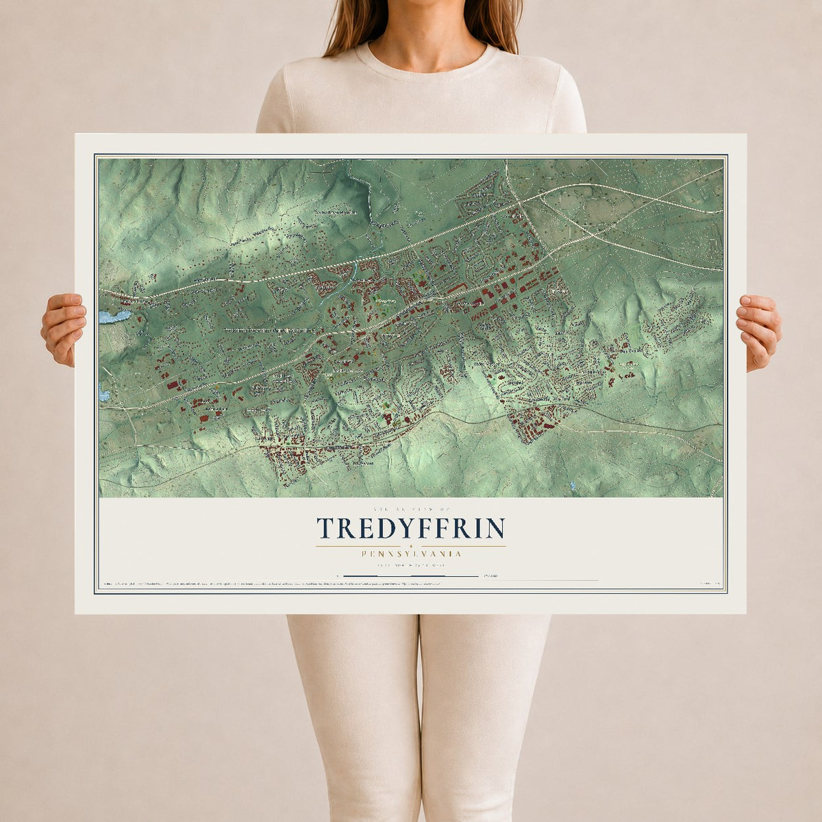 Map of Tredyffrin, Pennsylvania, 24 x 36 inch unframed archival matte print