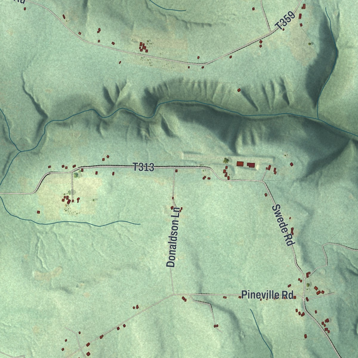 Second close-up of the map of Triumph, Pennsylvania print showing more streets and buildings