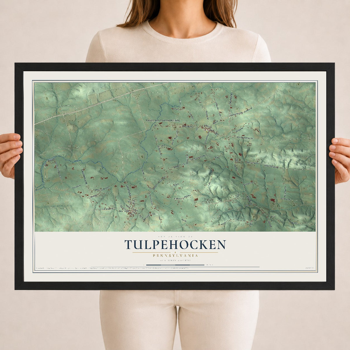 Map of Tulpehocken, Pennsylvania, 18 x 24 inch print in a black wood frame