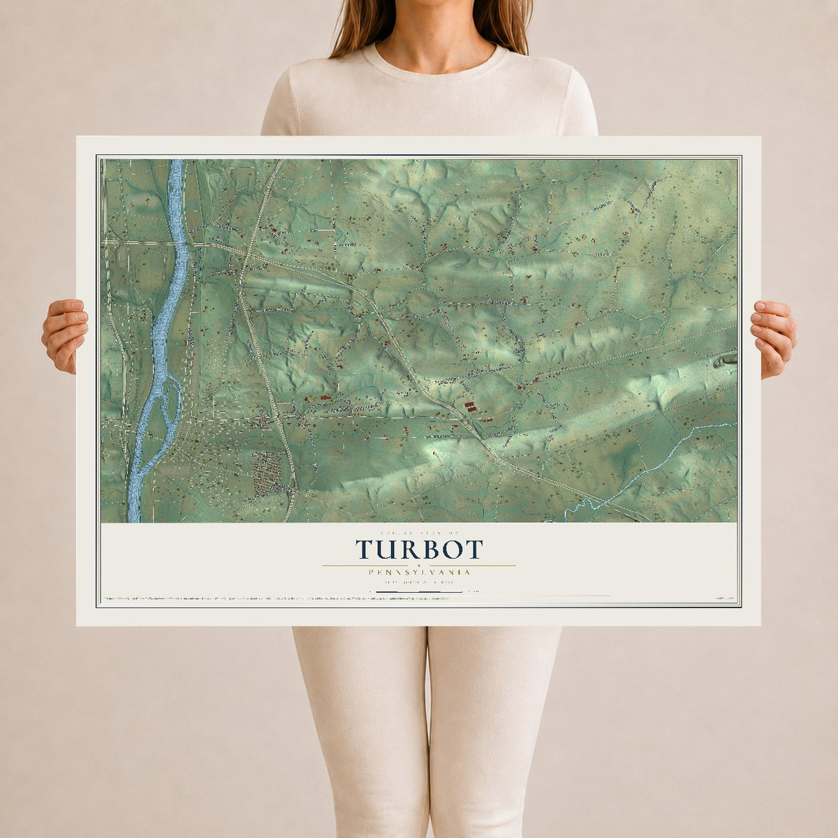 Map of Turbot, Pennsylvania, 24 x 36 inch unframed archival matte print
