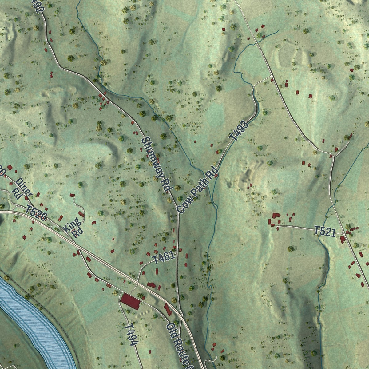 Close-up of the map of Tuscarora, Bradford County, Pennsylvania print showing street and building detail