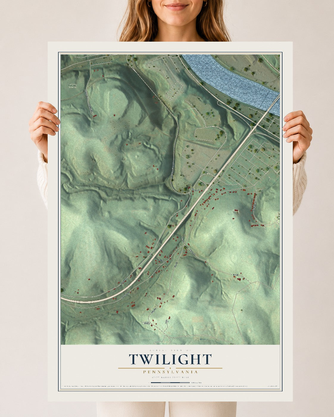 Map of Twilight, Pennsylvania, 24 x 36 inch unframed archival matte print