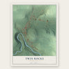 Twin Rocks, Pennsylvania map print, the full design