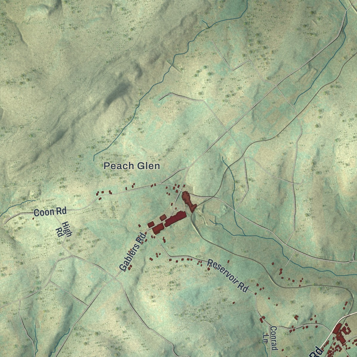 Close-up of the map of Tyrone, Adams County, Pennsylvania print showing street and building detail