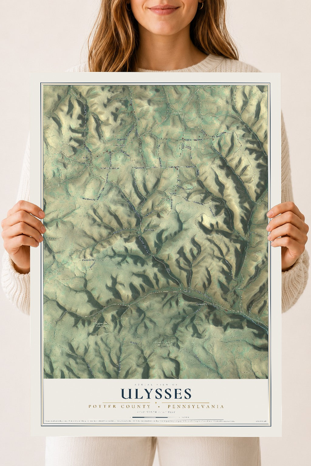 Map of Ulysses, Potter County, Pennsylvania, 18 x 24 inch unframed archival matte print