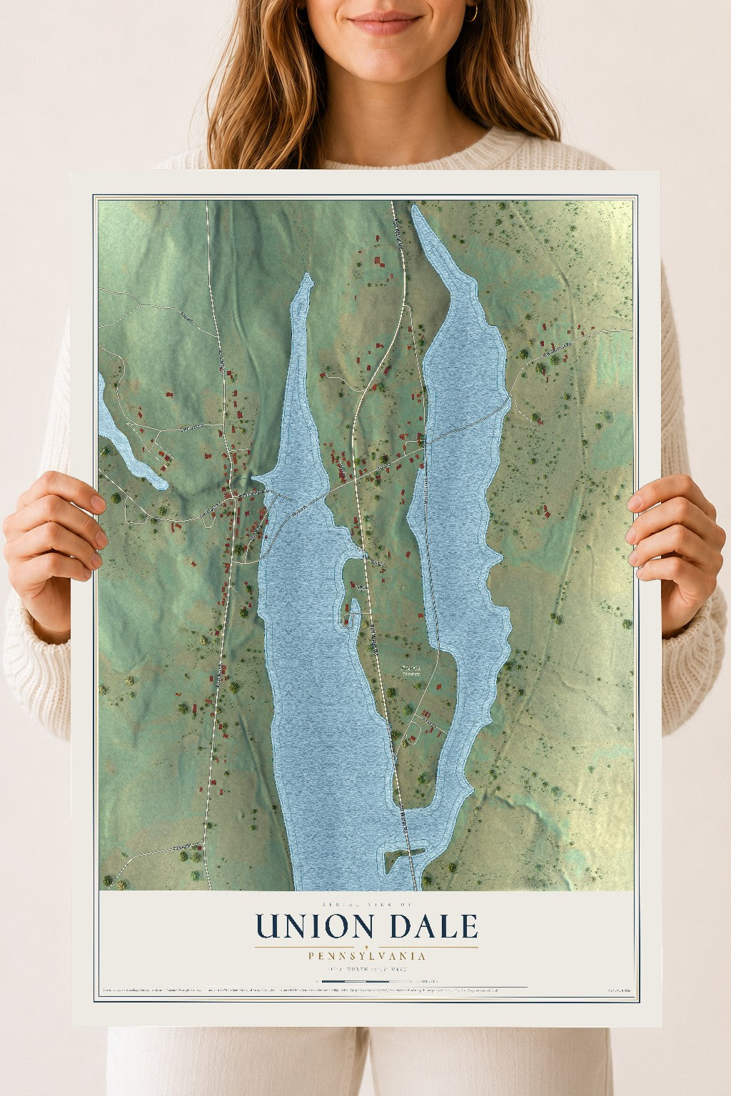 Map of Union Dale, Pennsylvania, 18 x 24 inch unframed archival matte print