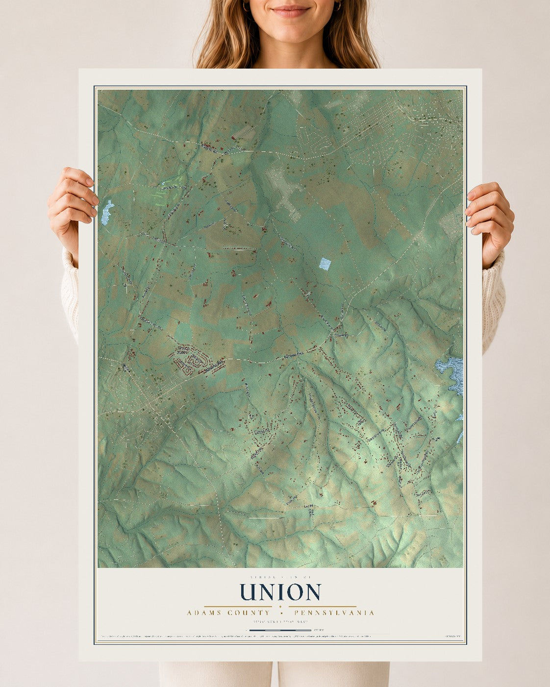 Map of Union, Adams County, Pennsylvania, 24 x 36 inch unframed archival matte print