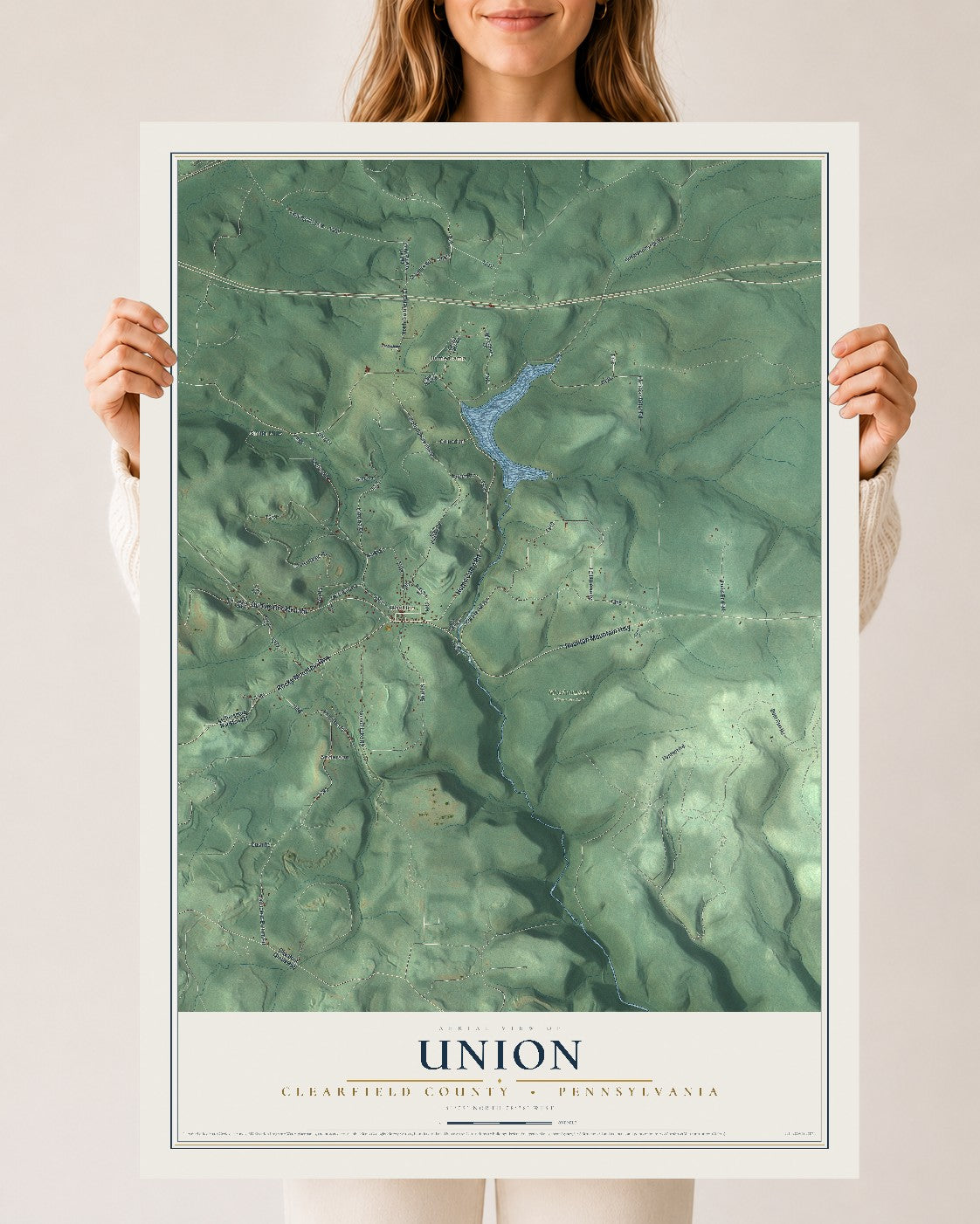 Map of Union, Clearfield County, Pennsylvania, 24 x 36 inch unframed archival matte print