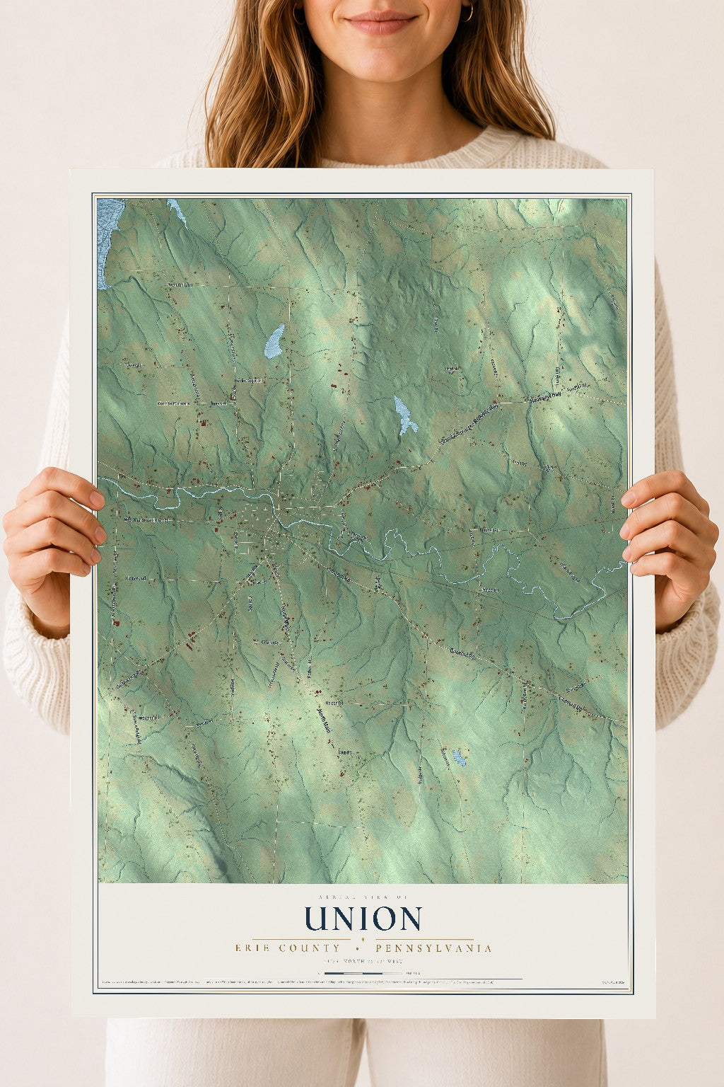 Map of Union, Erie County, Pennsylvania, 18 x 24 inch unframed archival matte print