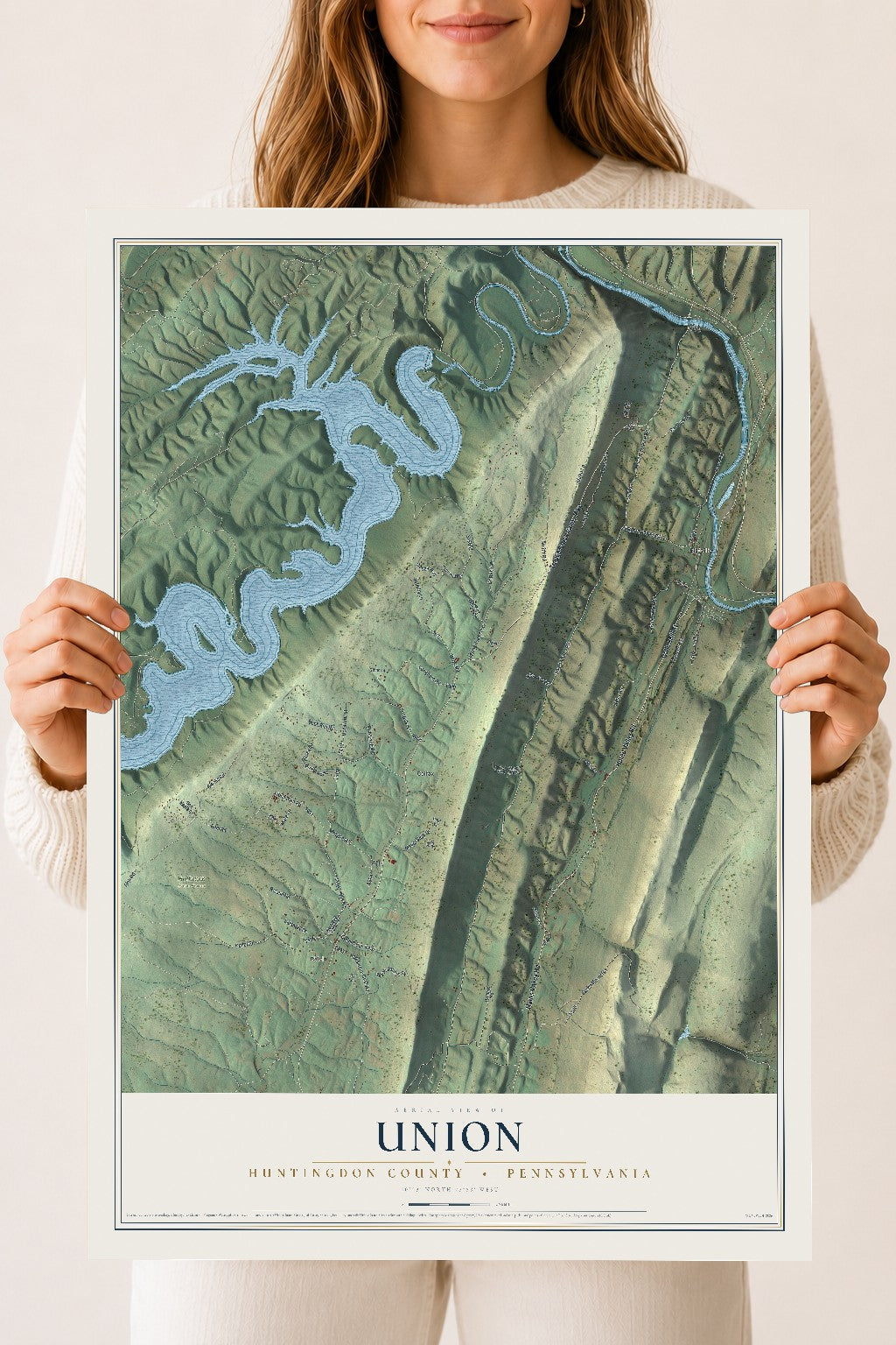 Map of Union, Huntingdon County, Pennsylvania, 18 x 24 inch unframed archival matte print